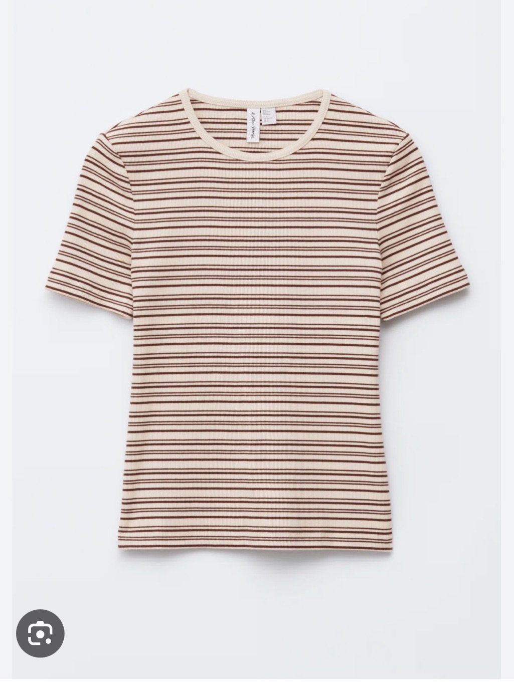 & Other Stories Nwt Ribbed T-Shirt In Dark Brown Beige Stripe